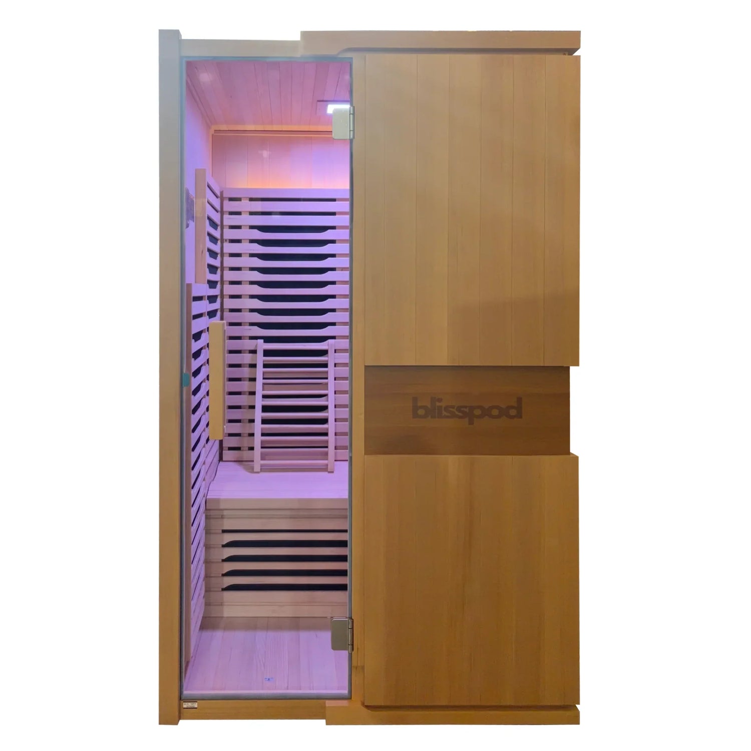Blisspod | Milano | Full Spectrum Sauna | Canadian Hemlock Wood | Ultra Low EMF | 5 Far Infrared &amp; 1 Red Glass Heater | Chromotherapy | Upto 2 Person