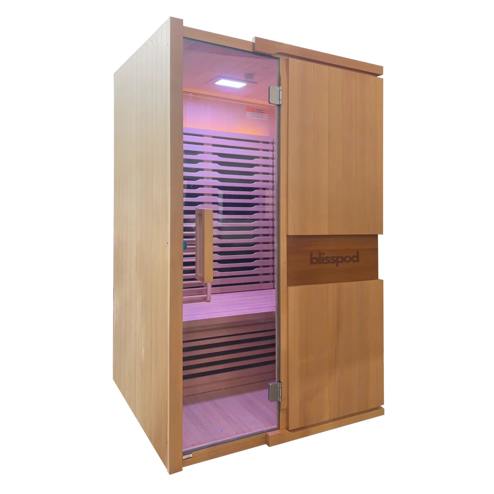 Blisspod | Milano | Full Spectrum Sauna | Canadian Hemlock Wood | Ultra Low EMF | 5 Far Infrared &amp; 1 Red Glass Heater | Chromotherapy | Upto 2 Person