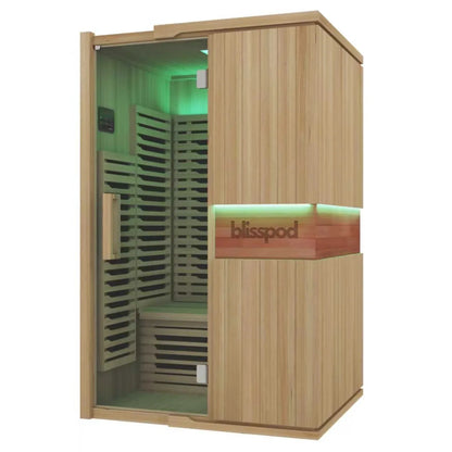 Blisspod | Milano | Full Spectrum Sauna | Canadian Hemlock Wood | Ultra Low EMF | 5 Far Infrared &amp; 1 Red Glass Heater | Chromotherapy | Upto 2 Person