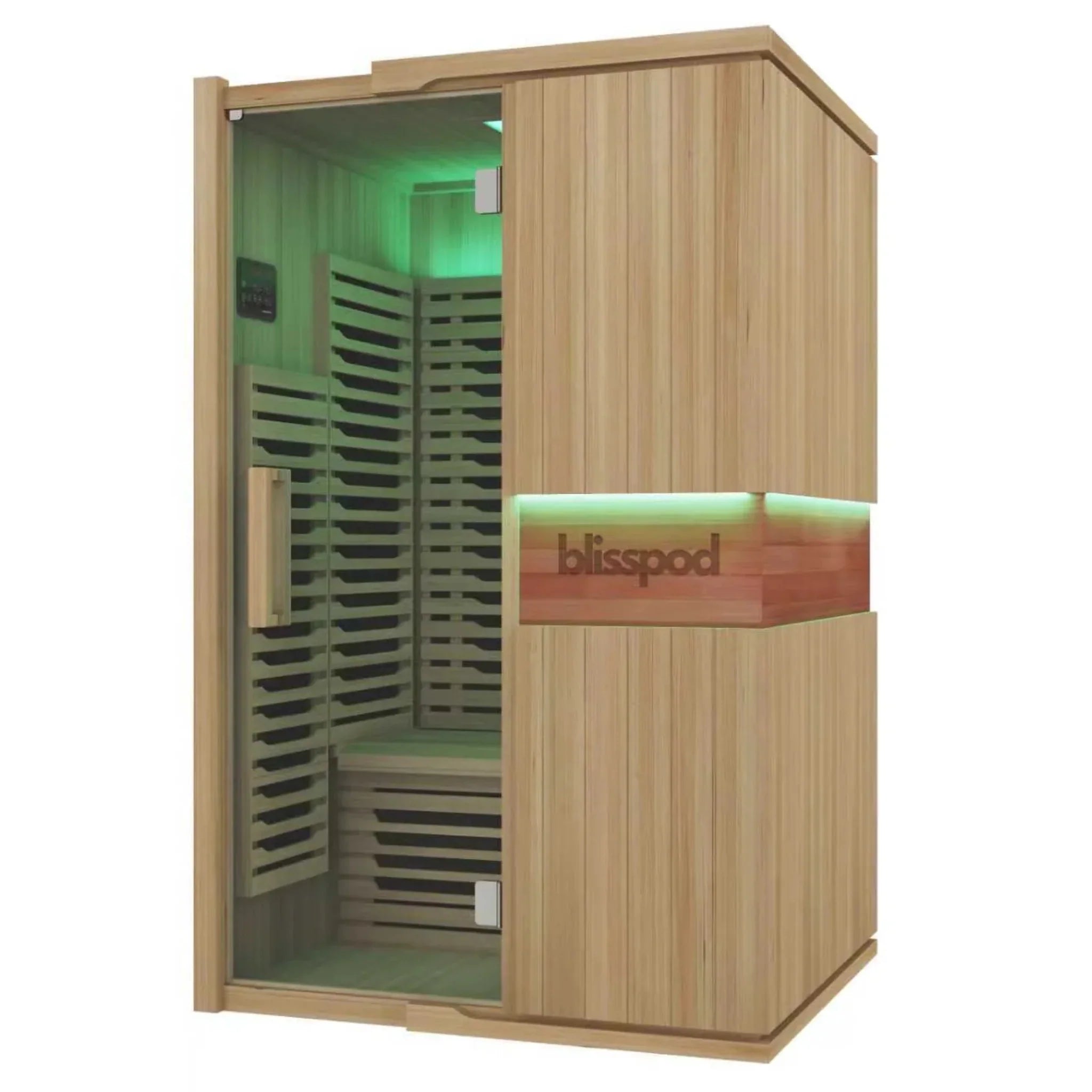 Blisspod | Milano | Full Spectrum Sauna | Canadian Hemlock Wood | Ultra Low EMF | 5 Far Infrared &amp; 1 Red Glass Heater | Chromotherapy | Upto 2 Person