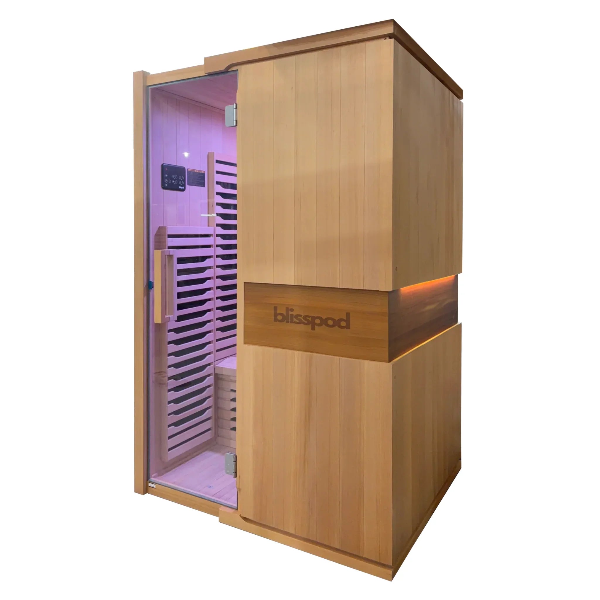 Blisspod | Milano | Full Spectrum Sauna | Canadian Hemlock Wood | Ultra Low EMF | 5 Far Infrared &amp; 1 Red Glass Heater | Chromotherapy | Upto 2 Person