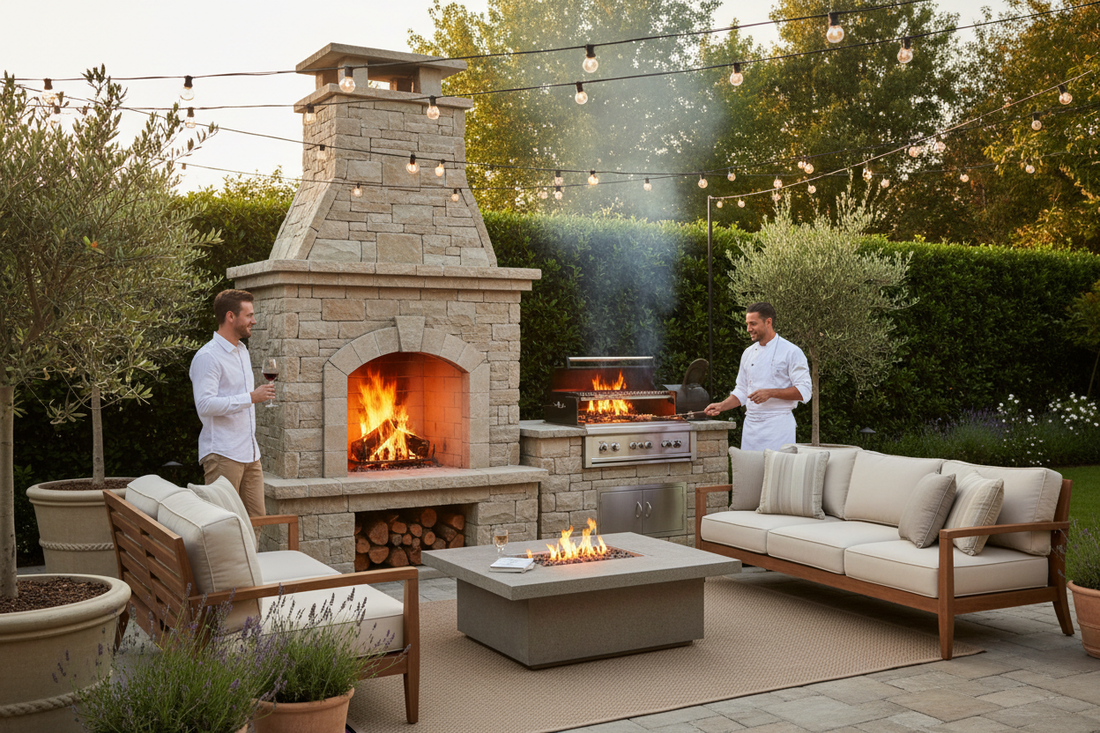 Stockholm DIY Outdoor Fireplace Kit and Grill Combo