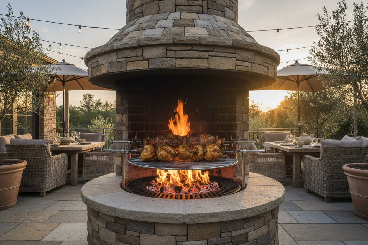 Small Rotisserie BBQ With Stone