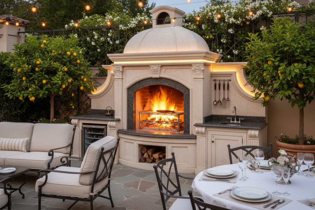 Milano DIY Outdoor Fireplace Kit and Grill Combo