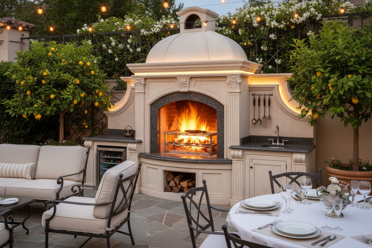 Milano DIY Outdoor Fireplace Kit and Grill Combo