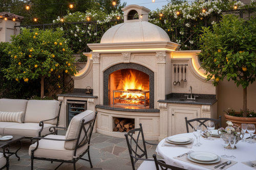 Milano DIY Outdoor Fireplace Kit and Grill Combo