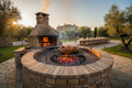 Large Fire Brick Charcoal BBQ & Rotisserie with Stone