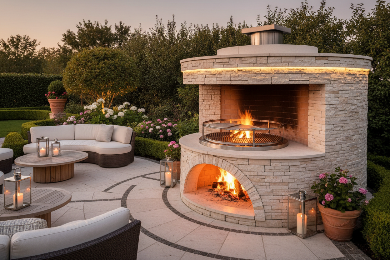 Rondo DIY Outdoor Fireplace Kit and Grill Combo
